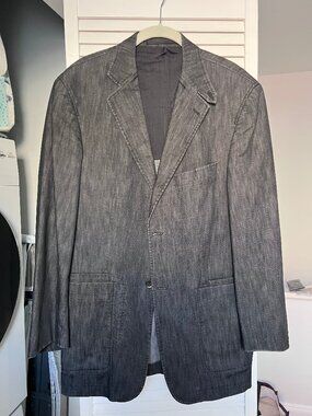 Balmain grey denim unlined blazer / sport coat 38R